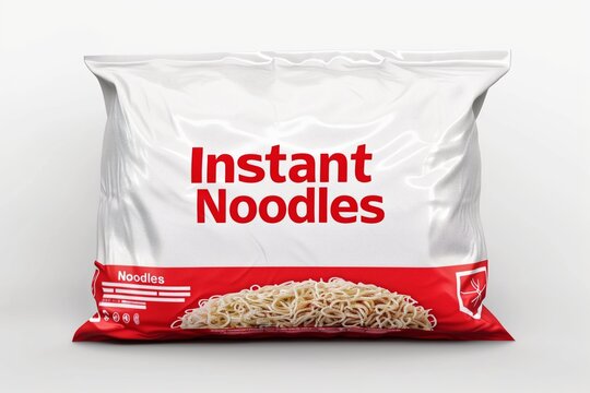 Isolated Instant Noodles Bag Product Package Image on Blank White Generative Illustration