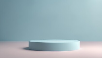 Minimal podium for product display stand pedestal studio blue pastel color background 3d rendering