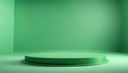 Green pedestal podium for product display stand empty space stage studio background 3d rendering