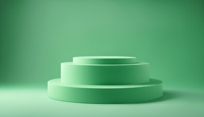Green pedestal podium for product display stand empty space stage studio background 3d rendering