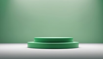Green pedestal podium for product display stand empty space stage studio background 3d rendering