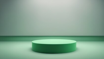 Green pedestal podium for product display stand empty space stage studio background 3d rendering