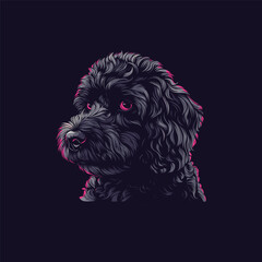 Poodle Dog, Cute Cartoon Kawaii Character Pet Sticker Illustration