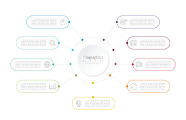 Infographic 9 options design elements for your business data. Vector Illustration.