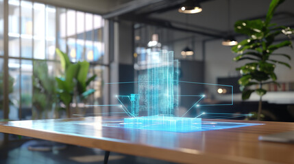 business data statistics virtual display over the table in modern office, business data analysis growth
