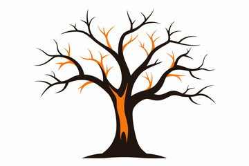 Halloween Tree Without Leaves Silhouette Vector