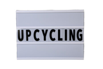 PNG, Light box with word Upcycling, isolated on white background