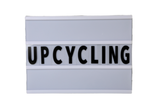 PNG, Light box with word Upcycling, isolated on white background