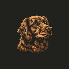 illustration of a Golden Retriever dog's head