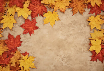 elegant background of maple autumn leaves with blank copy space