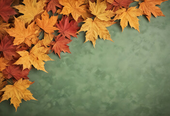 background of maple autumn leaves with blank copy space