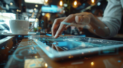 Man Using Online Banking on Tablet