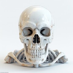 Cute skeleton with playful features, Single Object on white background