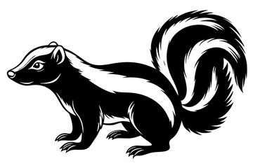 
skunk silhouette, skunk line art silhouette, skunk svg, vector illustration

