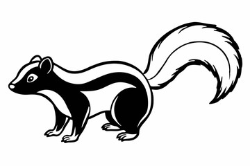 
skunk silhouette vector line art isolated on white background

