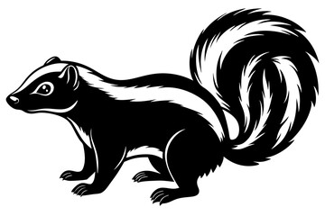 
skunk silhouette vector line art isolated on white background

