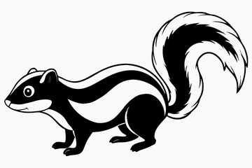 
skunk silhouette, skunk line art silhouette, skunk svg, vector illustration

