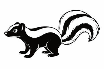 
skunk silhouette, skunk line art silhouette, skunk svg, vector illustration

