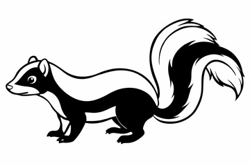 Fototapeta premium skunk silhouette, skunk line art silhouette, skunk svg, vector illustration