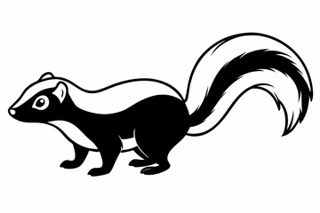 
skunk silhouette vector line art isolated on white background

