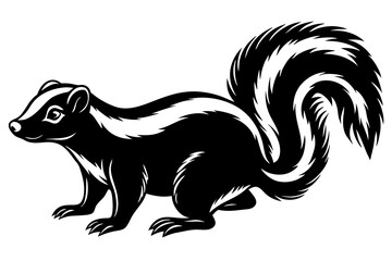 
skunk silhouette, skunk line art silhouette, skunk svg, vector illustration

