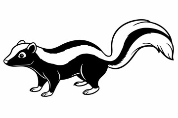 Fototapeta premium skunk silhouette vector line art isolated on white background