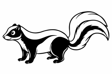 
skunk silhouette, skunk line art silhouette, skunk svg, vector illustration

