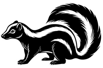 
skunk silhouette, skunk line art silhouette, skunk svg, vector illustration

