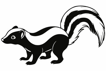 
skunk silhouette, skunk line art silhouette, skunk svg, vector illustration

