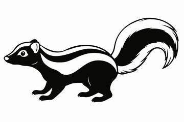 Obraz premium skunk silhouette, skunk line art silhouette, skunk svg, vector illustration