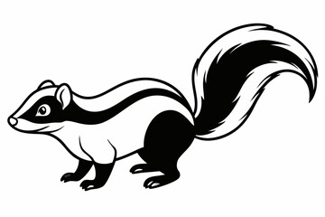 
skunk silhouette, skunk line art silhouette, skunk svg, vector illustration

