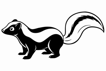 
skunk silhouette, skunk line art silhouette, skunk svg, vector illustration

