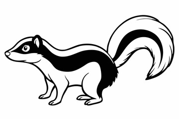 
skunk silhouette, skunk line art silhouette, skunk svg, vector illustration

