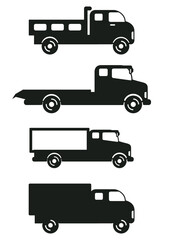 set of trucks automobile vehicle silhouette