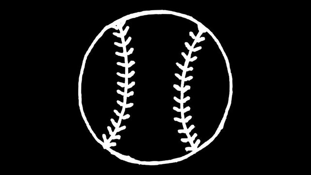   White wiggly hand drawn baseball ball icon doodle overlay animation    