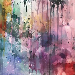 Abstract watercolor painting with vibrant colors and drips.