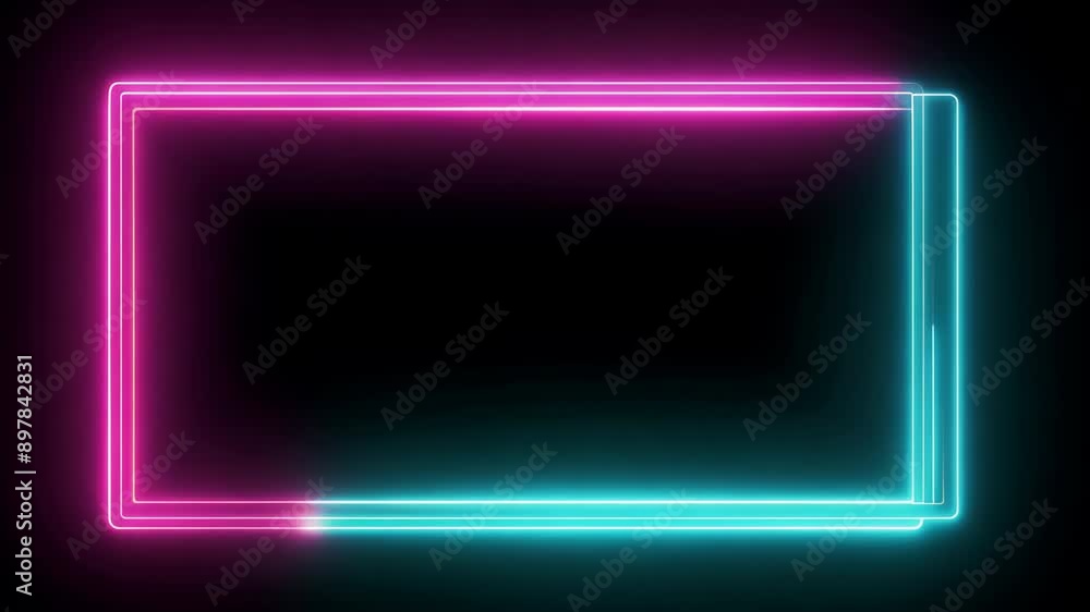 Aufkleber vibrant digital image featuring a rectangular frame composed of neon lines in bright colors includin