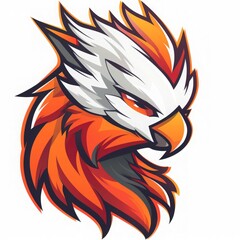 Fierce Orange and White Bird Mascot Logo