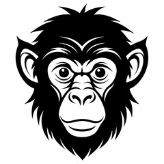 Monkey head icon silhouette vector illustration