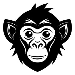 Monkey head icon silhouette vector illustration