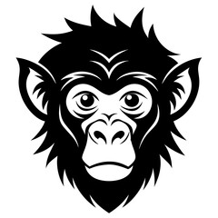 Monkey head icon silhouette vector illustration
