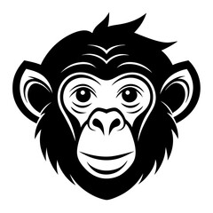 Monkey head icon silhouette vector illustration