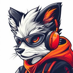 Cool Fox with Headphones and Sunglasses