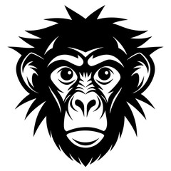 Monkey head icon silhouette vector illustration