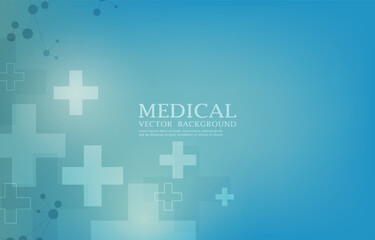 Fototapeta premium Abstect vector medical wallpaper.futuristic medical cross shape.blue background