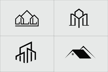 Real estate logo and business , Set of collection creative real estate logo design templates, work mark real estate logo design with line art style. city building abstract For Logo Design Inspiration