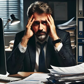 Finance bro stressed out with papers