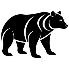 Vector bear silhouette isolated on white background. Bear icon Modern symbol logo design.