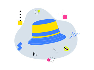 Bucket hat. 90's nostalgia vector illustration
