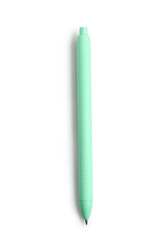 Stylish green ballpoint pen on white background